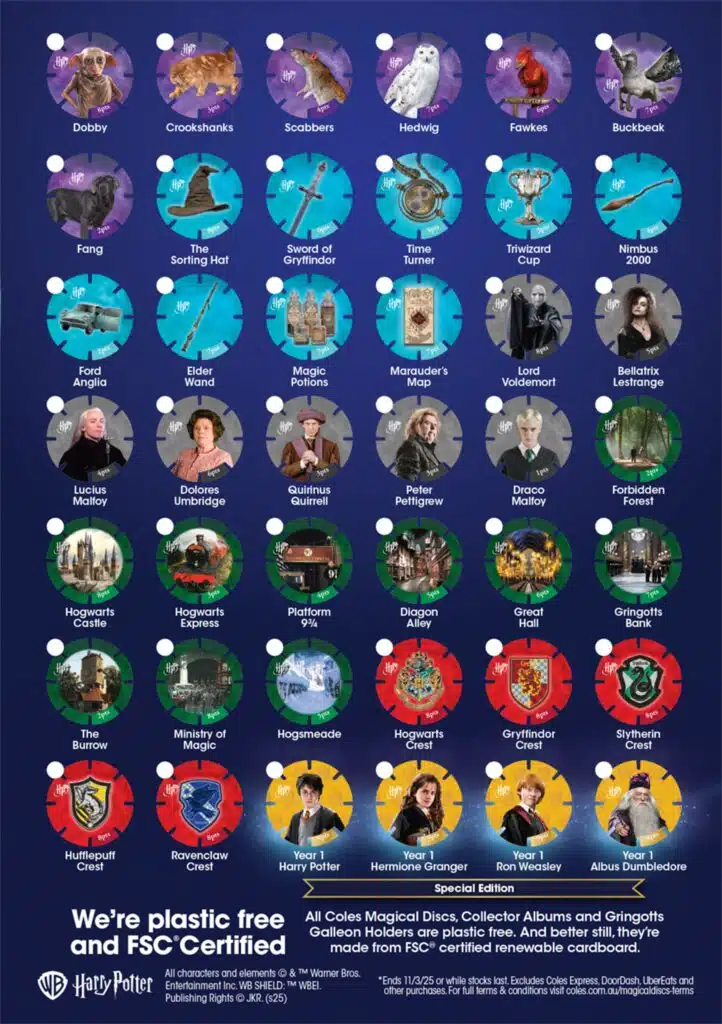 Tazos in 2025?! Harry Potter Coles Magical Discs Checklist & Bonus
