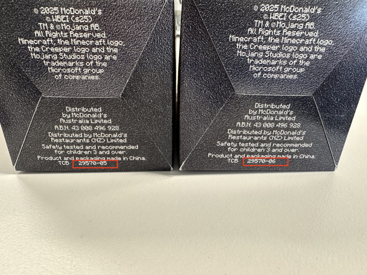 McDonald's Australia Minecraft Meal & Toy Code Numbers