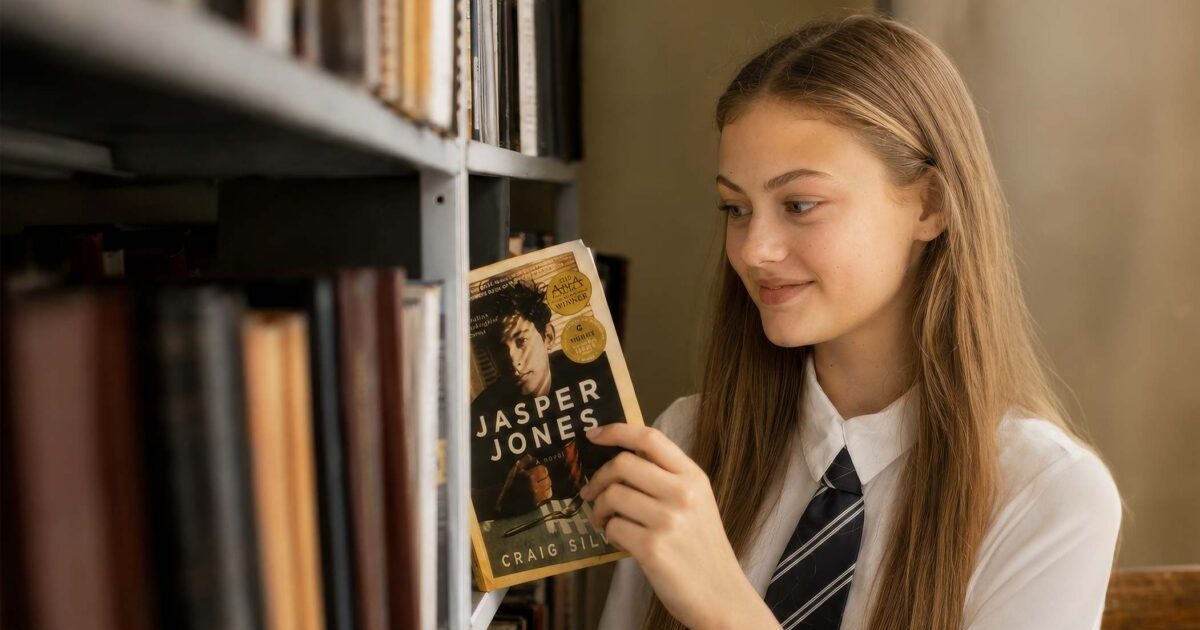 A girl reading a book about Craig Silvey Case